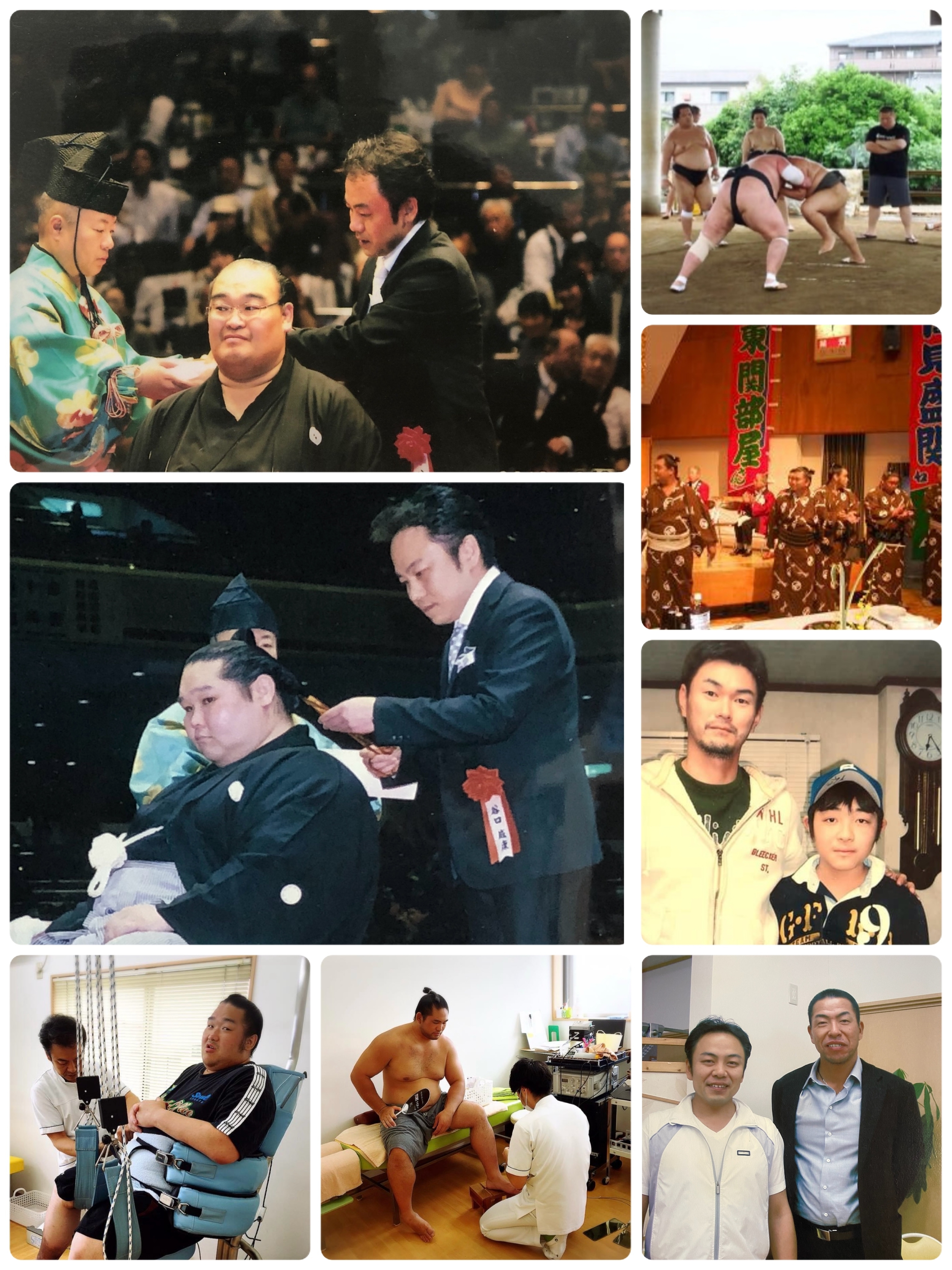 中日ドラゴンズ岩瀬選手、東関親方(潮丸関）、振分親方(高見盛関)